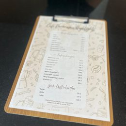 Foto der Speisekarte im Café Panorama